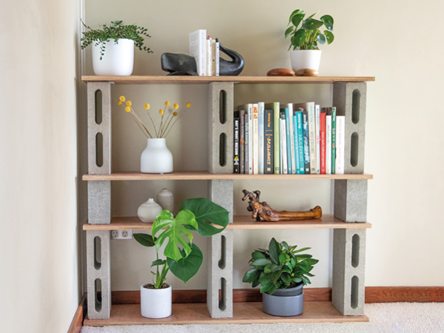 Upcycled Concrete and Timber Bookcase
